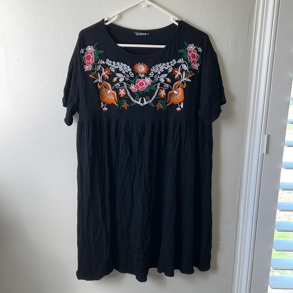Plus size embroidered baby doll dress